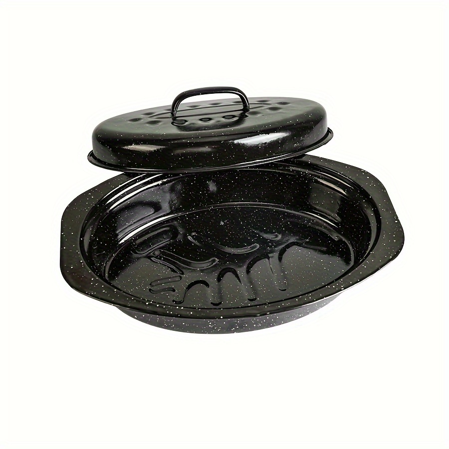 15 inch   38 1    with lid enamel grill pan suitable for turkey chicken lamb and vegetables oval enamel pot details 5