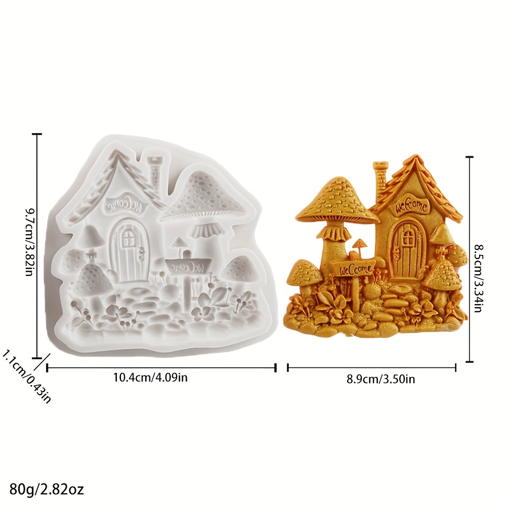 E-shop Cartoon Pilzhaus Silikonform, Kreative Tonform Gips Handwerk Dekoration Kunst Ornament, Willkommen Heim Schild für Familie Warme Deko,