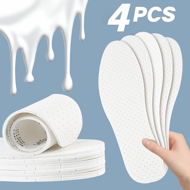 Image of 4pcs High Elastic Latex Insoles | Sweat-absorbing, Shock-absorbing, Soft And Comfortable With Air Holes And Odor-resistant Design, Ideal For Unisex Gifts With Cut Sizes