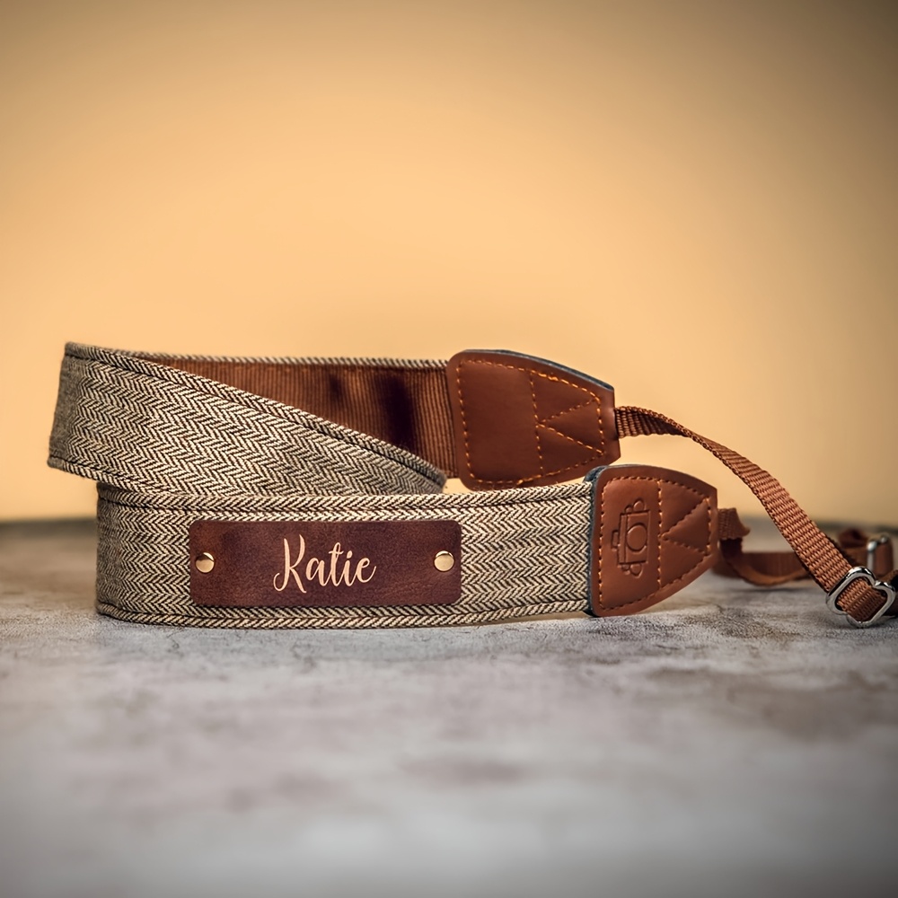 Adjustable Personalized Pu Leather Camera Strap - Handmade Custom Engraved Neck Strap For Dslr, Mirrorless & Digital Cameras