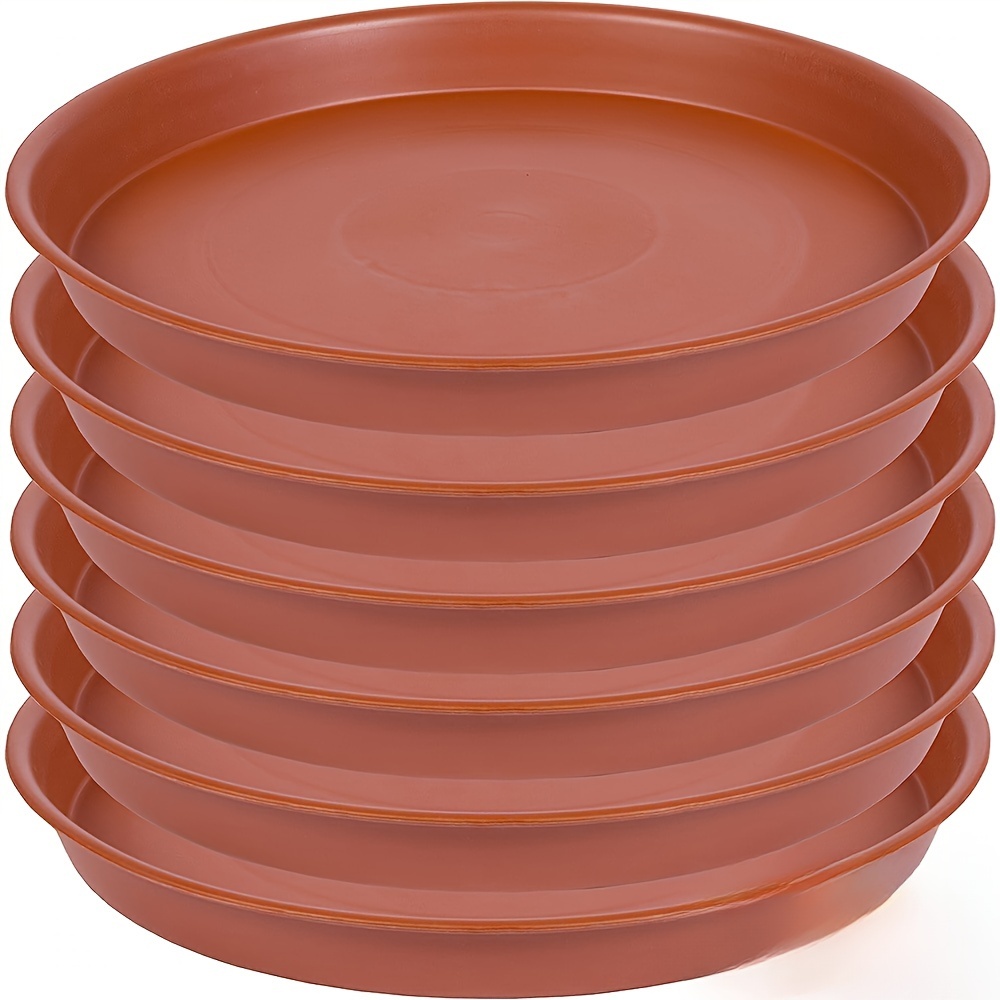 

6pcs Heavy Duty Plastic Plant Saucers - 12" Round, Indoor Plant Trays For Pots, Bird Bath Bowls & Planters - & Easy To Clean, Plant Saucer Tray