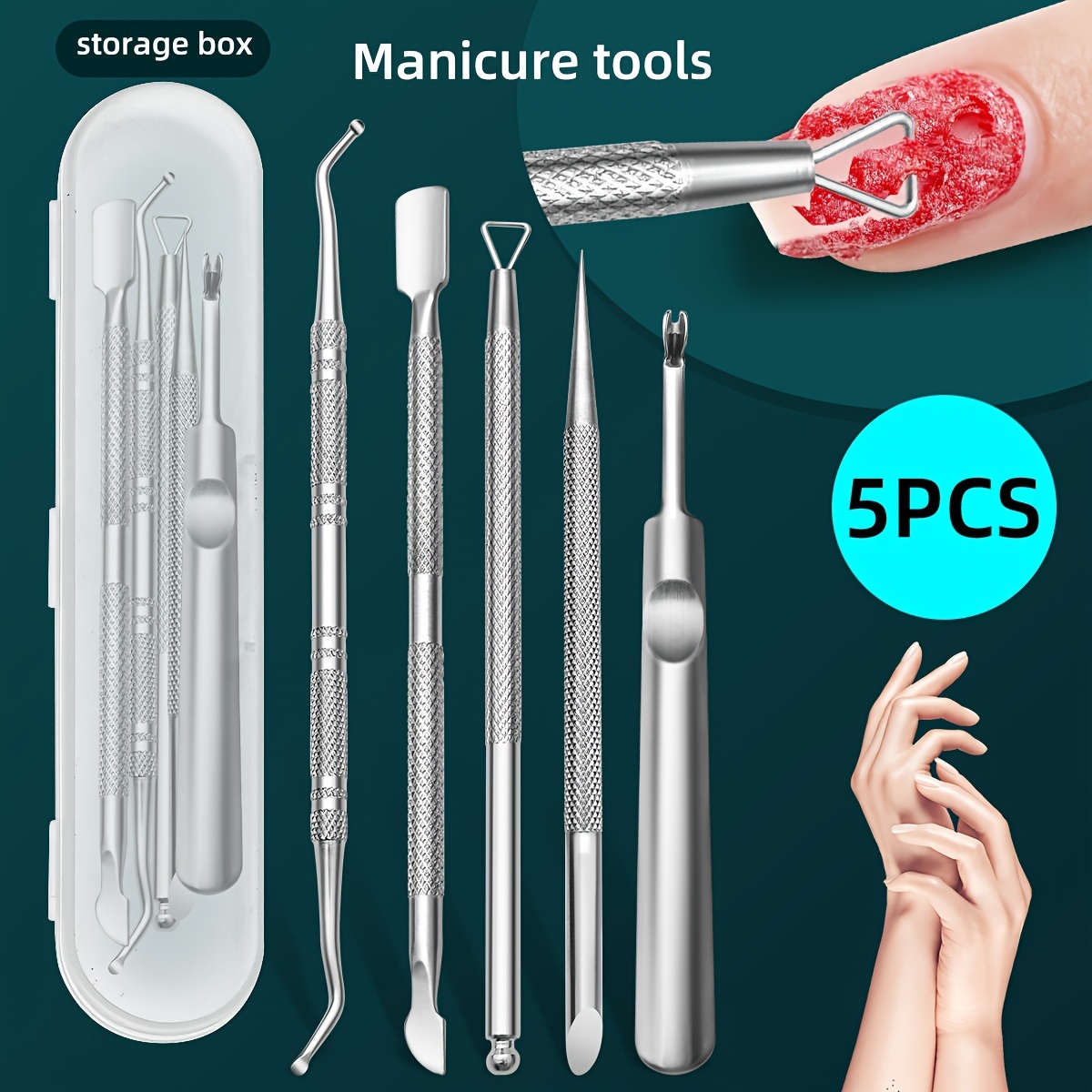 

Stainless Steel Nail Polish Remover Set - Gel Peeler, Scraper & Cleaner Kit For Hands, Feet & Toenails - Odorless Manicure & Pedicure Care