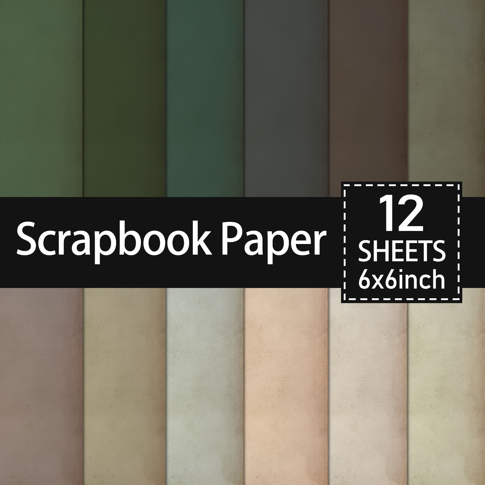 TEMU Bloc de Papier pour Scrapbooking Dégradé Vert Foncé de 12 Feuilles - Carton d'Artisanat de 6x6 Pouces pour la Fabrication de Cartes DIY, le
