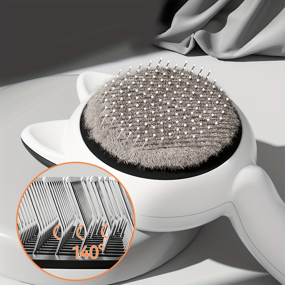 1pc Stainless Steel Cat Grooming Comb with Self-Cleaning One-Touch Button, Detachable Hair Remover Brush for Long-Haired & Short Cats, Manual Massager for -Free Care, Pet Hair Shedding Brush