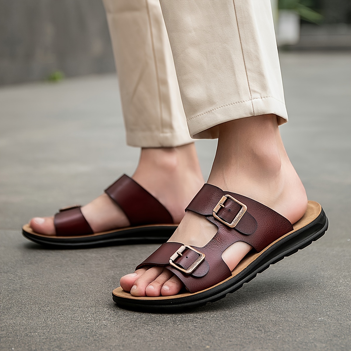 new adjustable   slip on sandals stylish casual   for indoor and outdoor   season   mens slippers Product details 6