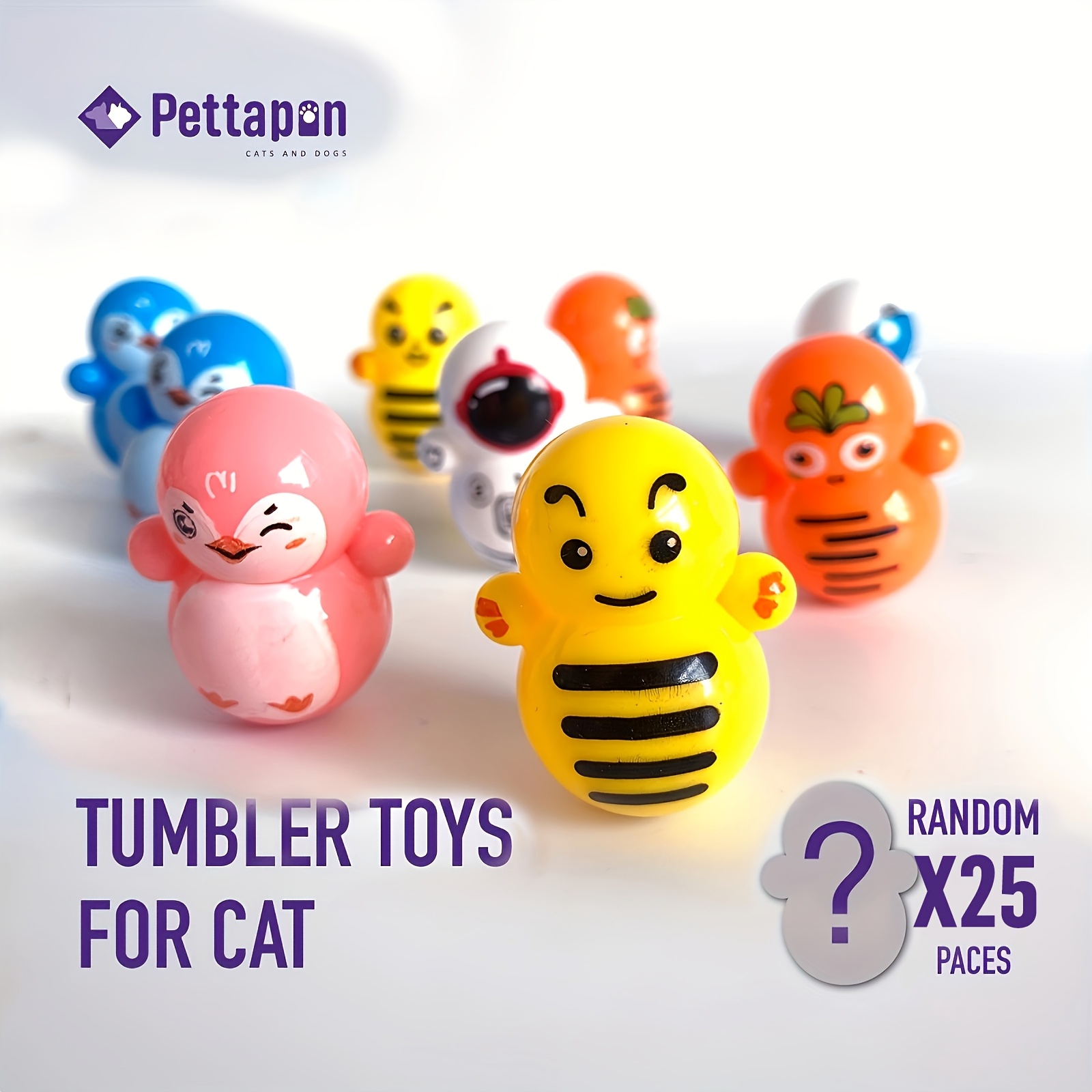 

25pcs Pettapon Cat Toys, Interactive Miniature Figures, Assorted Plastic Designs, No Battery Required, For Feline Entertainment