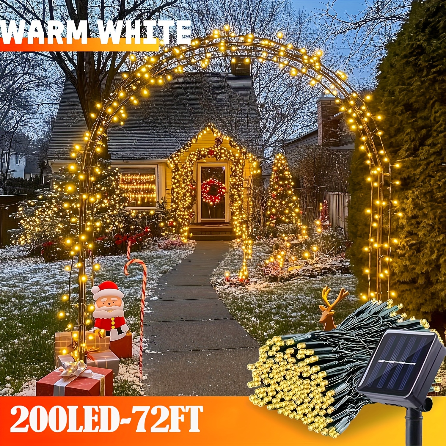 Solar String Lights Outdoor, Garden Solar String Lights With Remote Control, 8 , Ip65, Solar Fairy String Lights For Balcony Christmas Decorations, Hanging Light, Solar Tree Lights, Christmas Patio