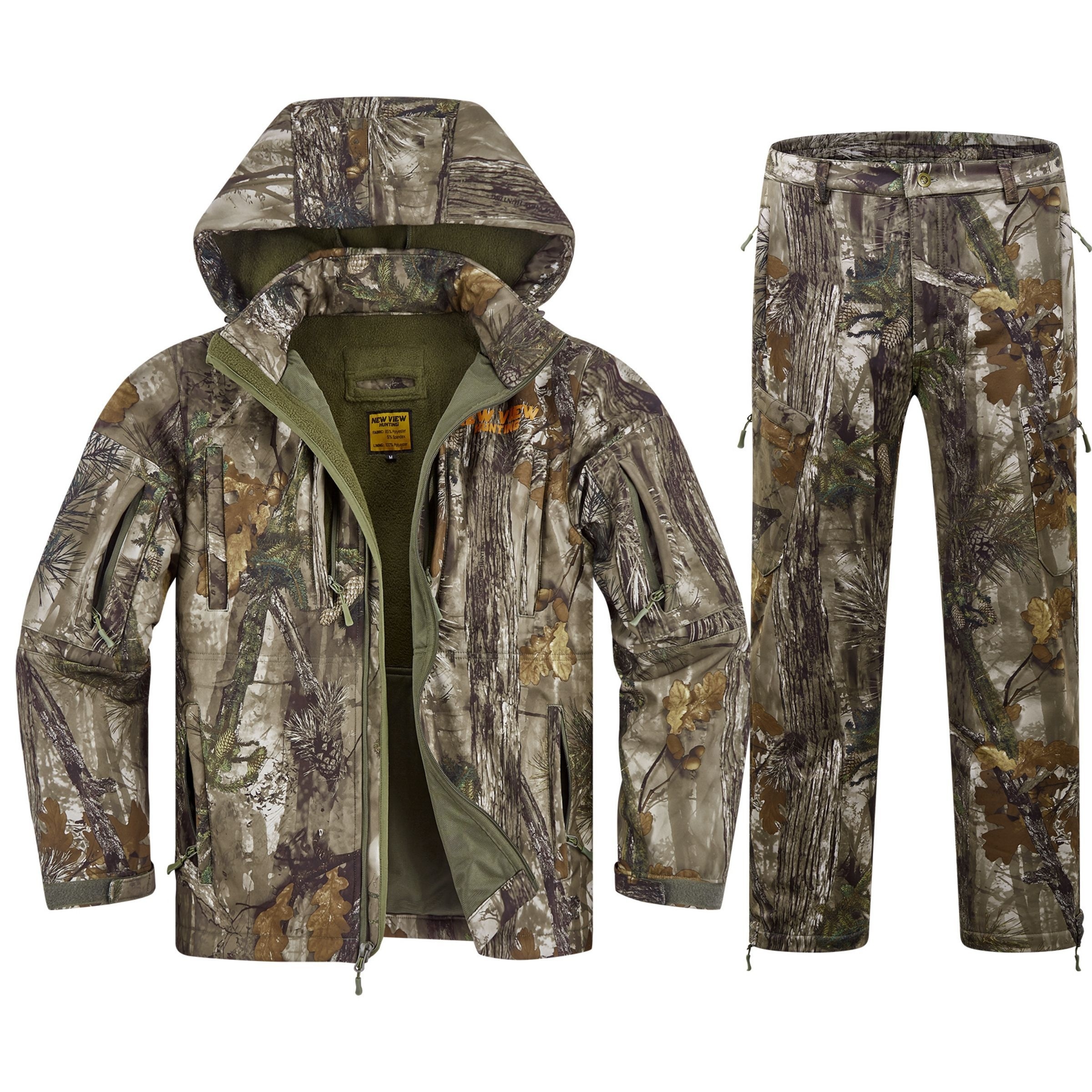 Silent Camo Hunting Clothes For Men, Fleece-lined Hunting Jacket And ...