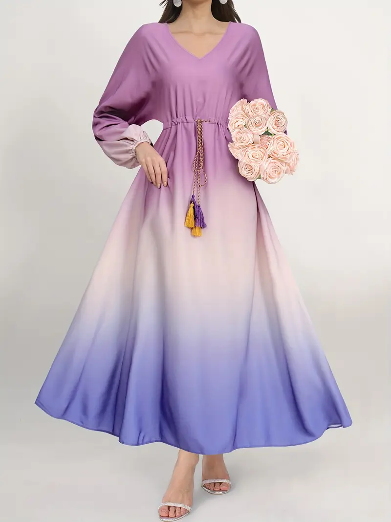 purple polyester dress California Looks Vintage Size 6P Purple Polyester Dress Elastic Waist/Belt