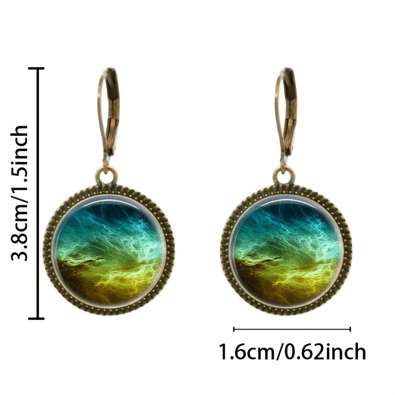 2pc Teal Classic Drop Earrings Set, Unknown Planet Design