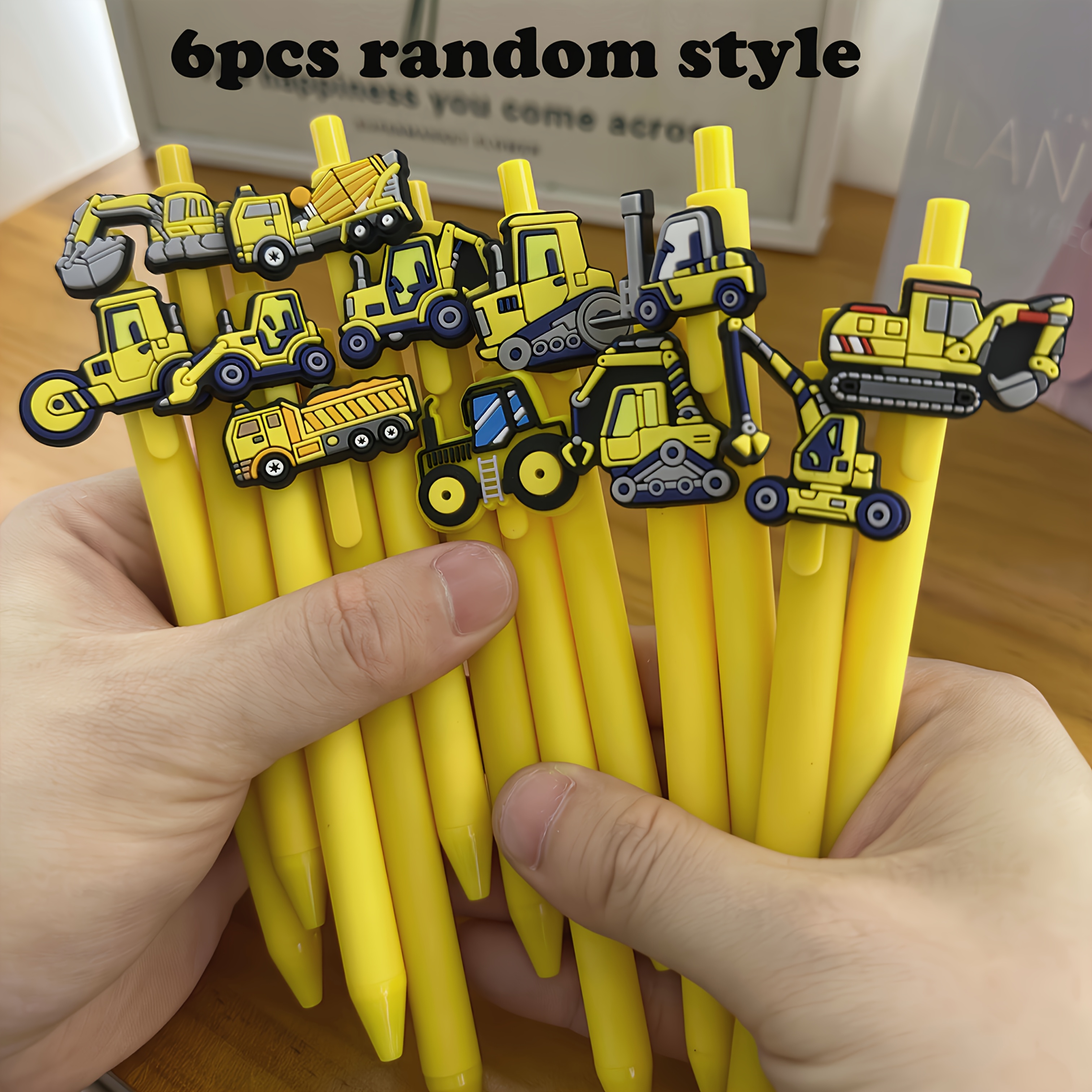 6pcs Excavator Fun Ballpoint Pens, Random Patterns, For Office And Study, Novelty Pens, Themed Stationery, Excavation Engineering Ballpoint Pens, Creative Gift