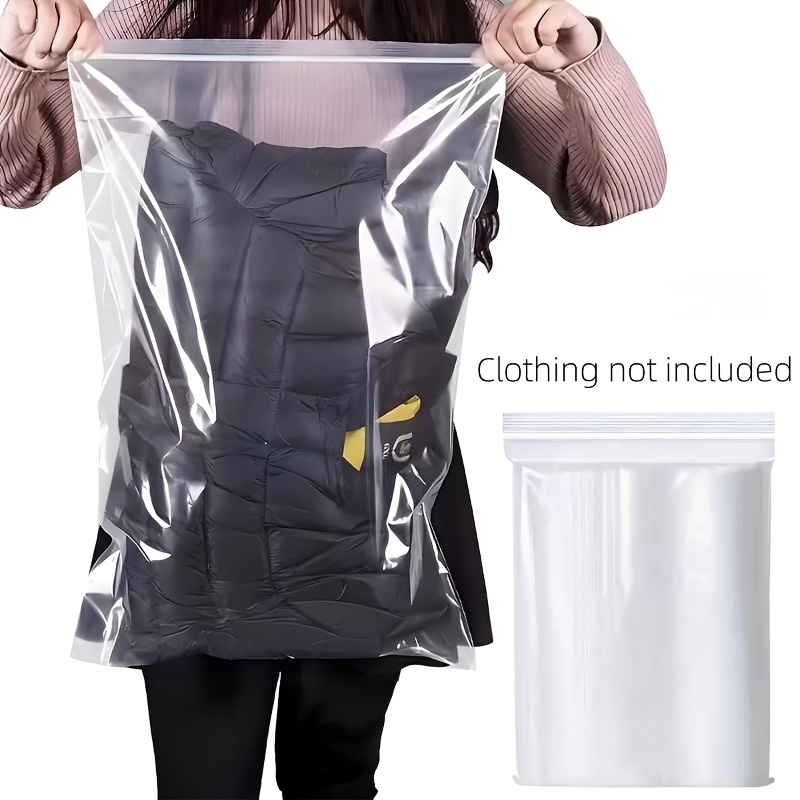 TEMU 12pcs Grands Sacs de Rangement Transparents pour Vêtements/Couvertures, Sacs Auto-Adhésifs en PE, Sacs en Plastique, Utilisés pour Organiser les