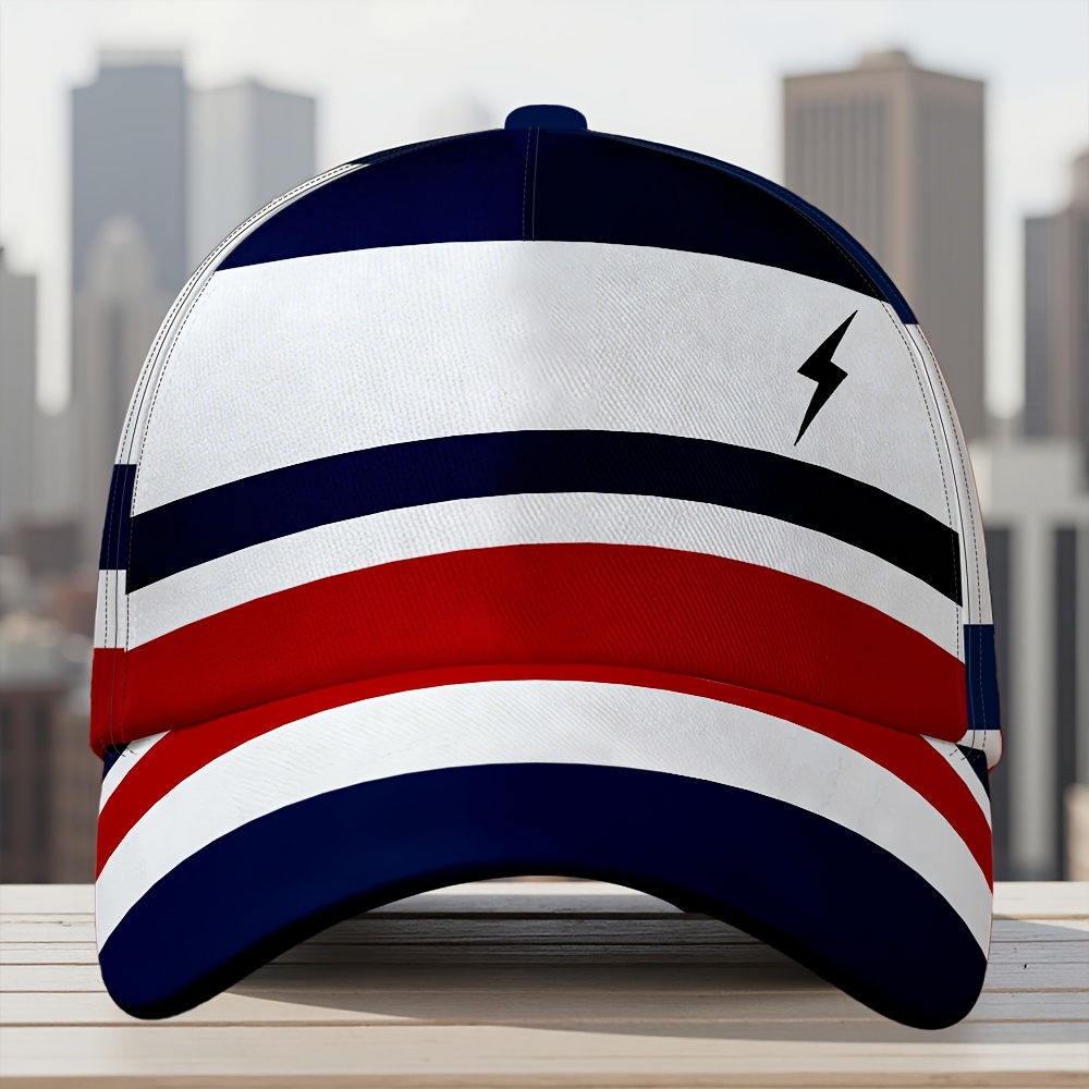 TEMU 1pc With Abstract Stripes Print Adjustable Snapback Cap Street & Outdoor Perfect For Daily Wear Perfect Lightweight Polyester Duckbill Hat Snap