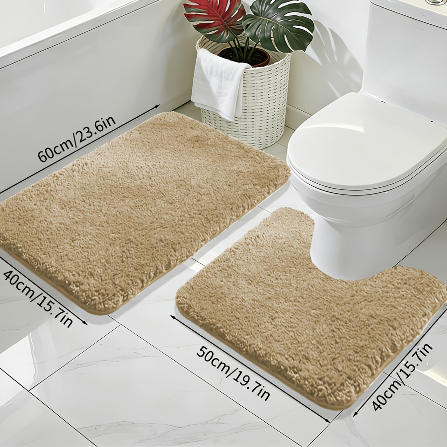 TEMU [sponge Density 25d] 2pcs/ultra-absorbent Bath Mats, Fluffy And Non-slip Bathroom Rugs, And Comfortable Premium Bath Mats, For Bathtub, Shower,