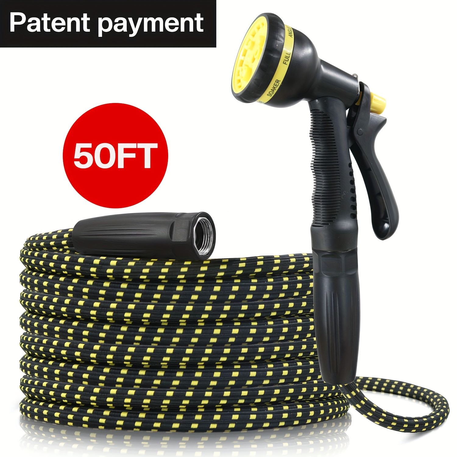 TEMU 50/100ft Garden Hose, Aluminum Interface, Garden Hose High-pressure Garden Hose, Car Wash Hose, Hose Spray Gun In 1 Nozzle, 2x Expandable Garden