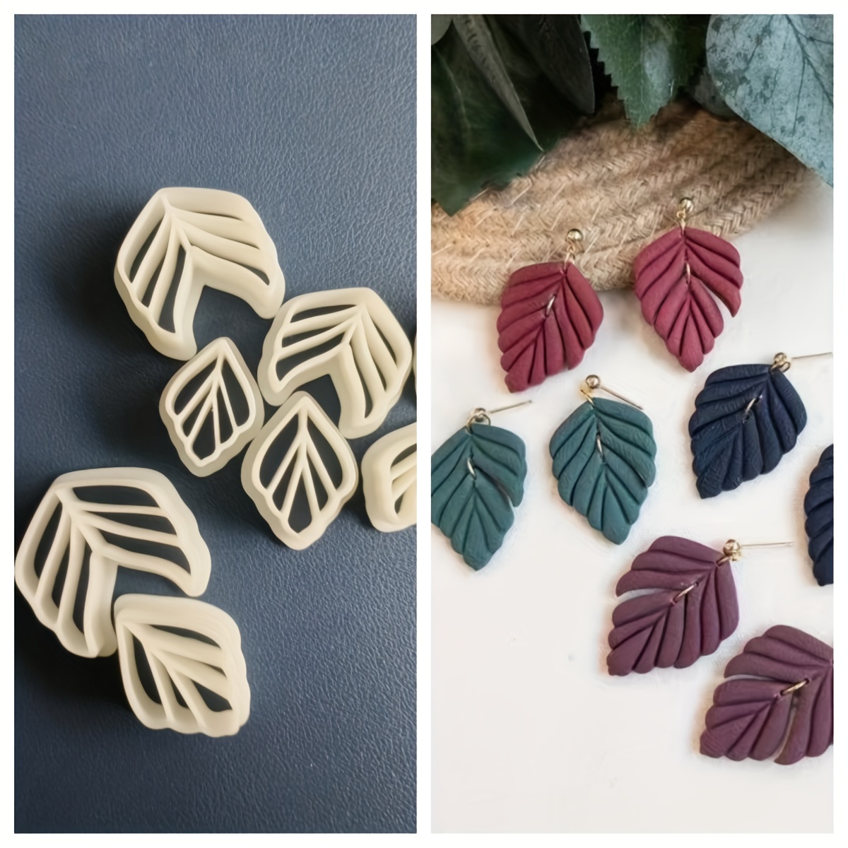 

Double Leaf Clay Cutter L Polymer Clay Earring Cutters L Double Leaf Cutter L Leaf Cutter L Dangle Earrings L Dangle Earring Cutters Clay Cutter Embossed Feather Two-part Shape