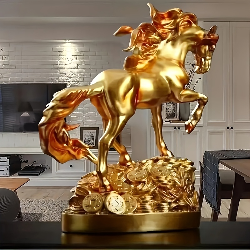 TEMU Elegant Acrylic Horse Statue - 2d Resin Desk Decor For , Of Wealth Display