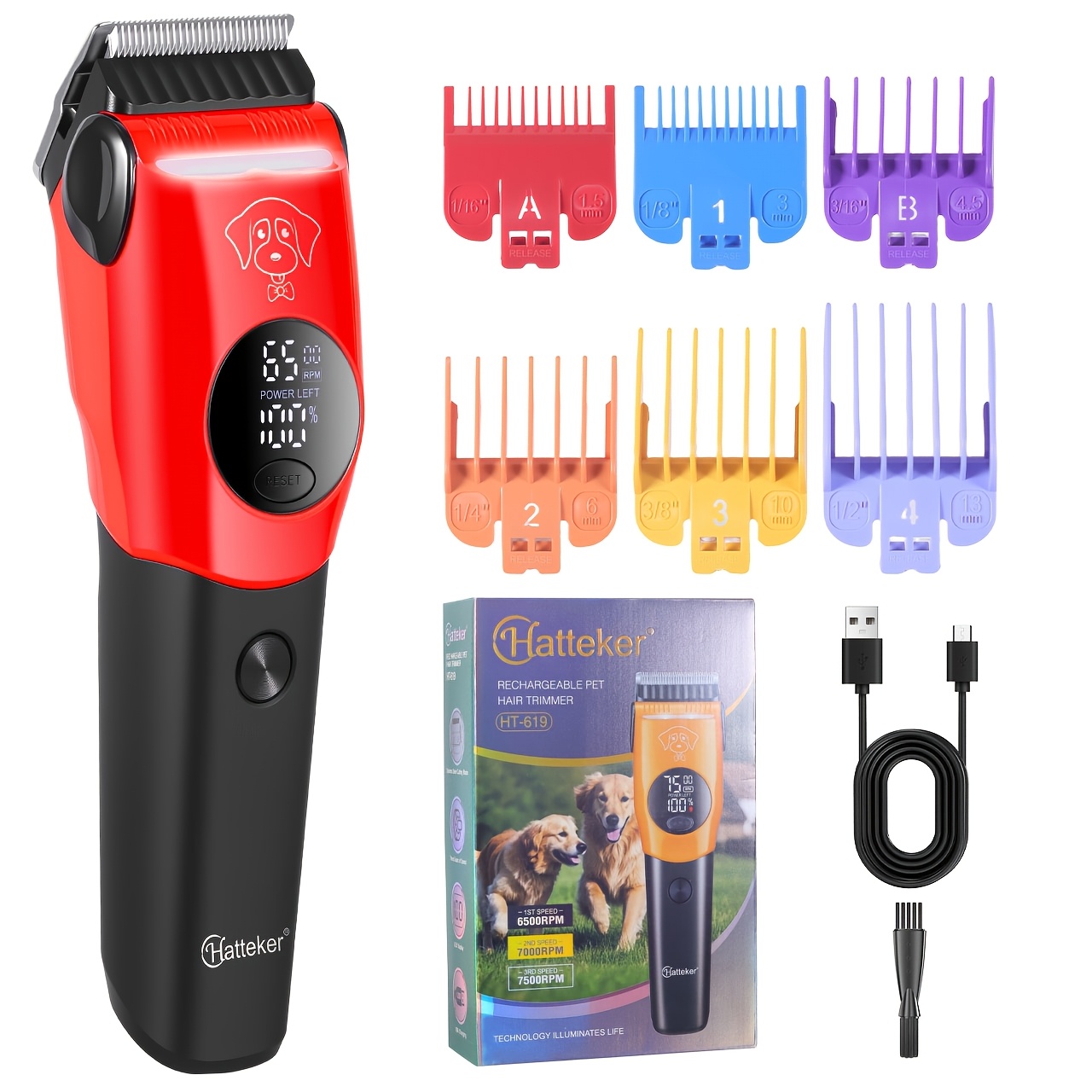 TEMU Professional Pet Grooming Scissors Set, Suitable For Dogs And Cats, Low-noise Rechargeable Stainless Steel Ceramic Blade Trimmer, Designed For