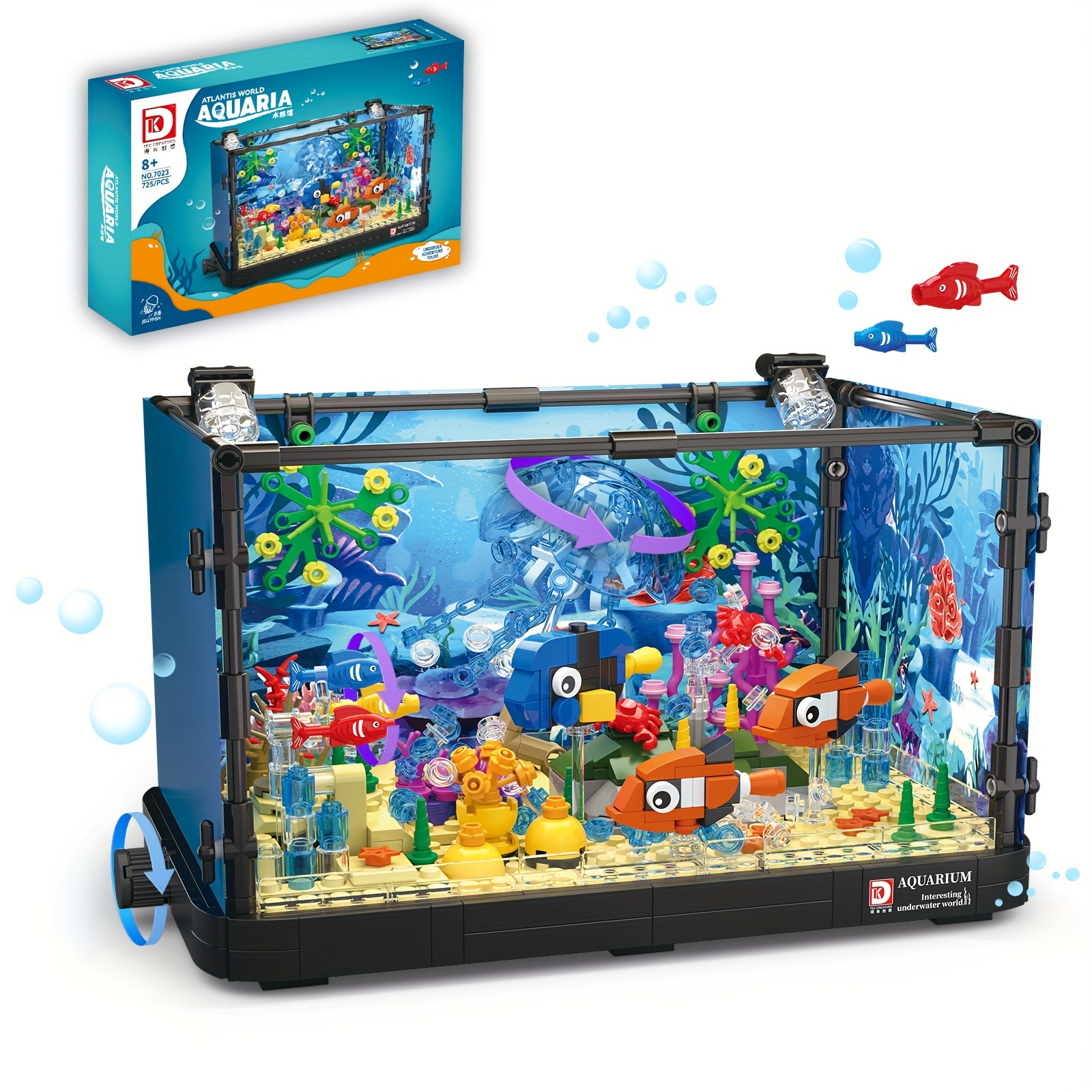 

Fish Building Kit, Aquarium Toy Model, Including Rotatable Jellyfish, Crabs, , Parrot Fish, And Marine Plants. Halloween/christmas/birthday Gifts