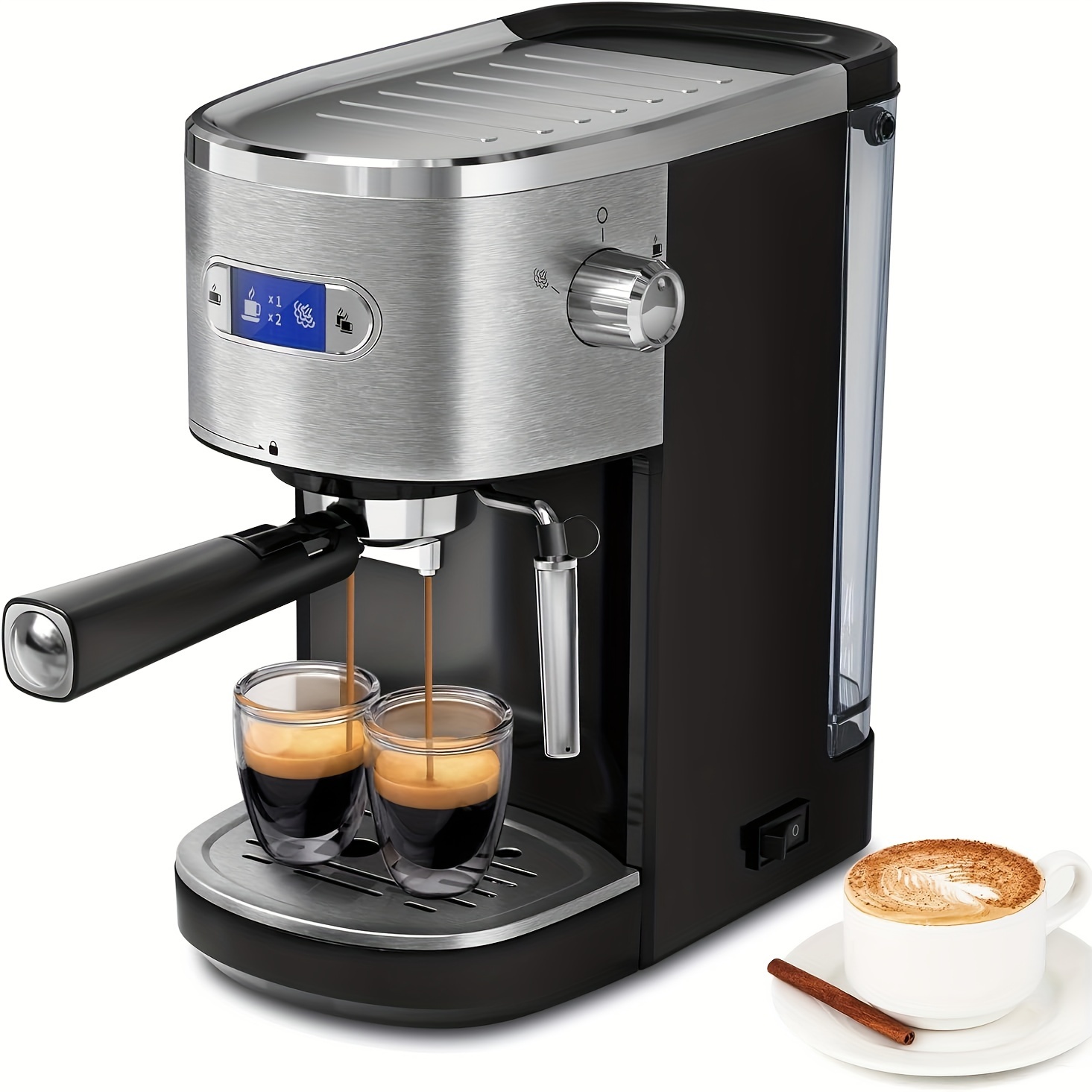 

Espresso Machine, Semi-automatic Coffee Maker With Milk Frother Steam Wand, 20 Bar, Compact Coffee Machine With 45 Oz Removable Water Tank For Cappuccino/latte/gift/home, Black