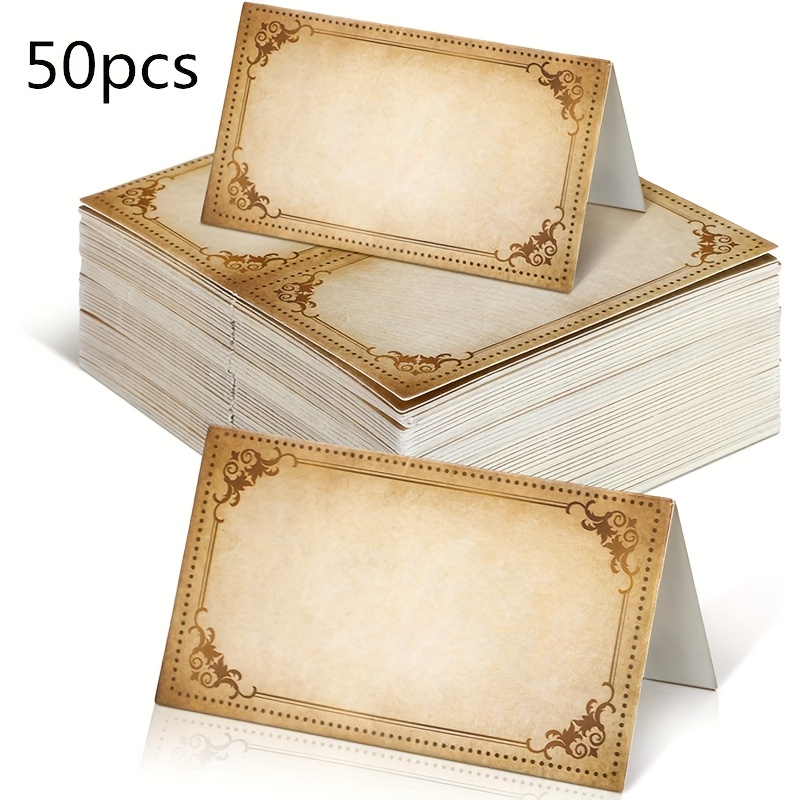 Image of Pack Retro Table Cards, 3.5 X 4 Inches (. 8.9 X 10 Cm) Wizard Table Tents, Suitable For Food Buffet Wedding Banquet Witch Party Reserved Seating Cards, For Halloween