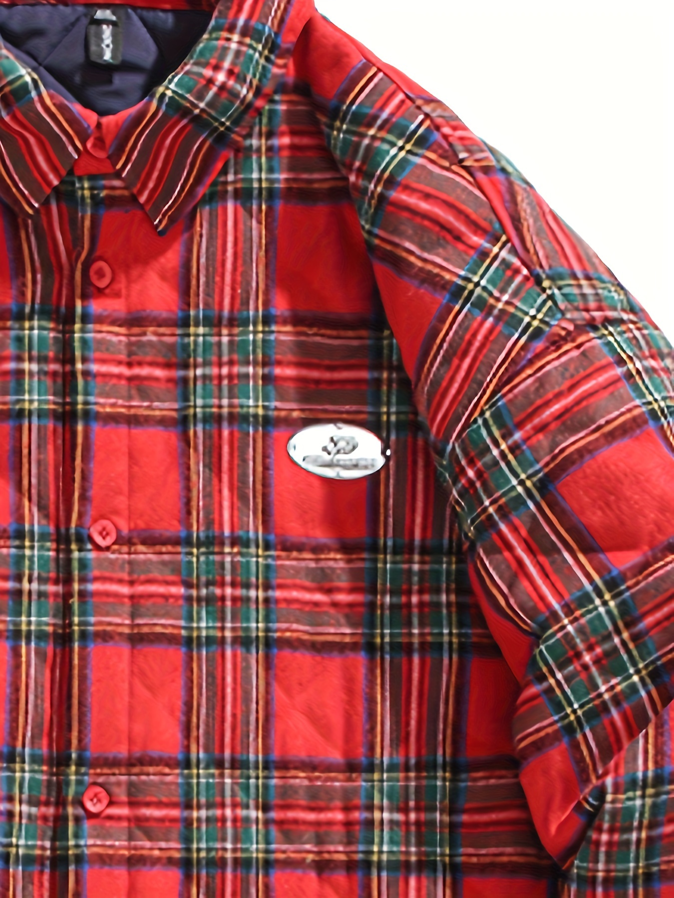 herren retro karohemdjacke rot/grün/schwarz/weiß tartan Temu Germany