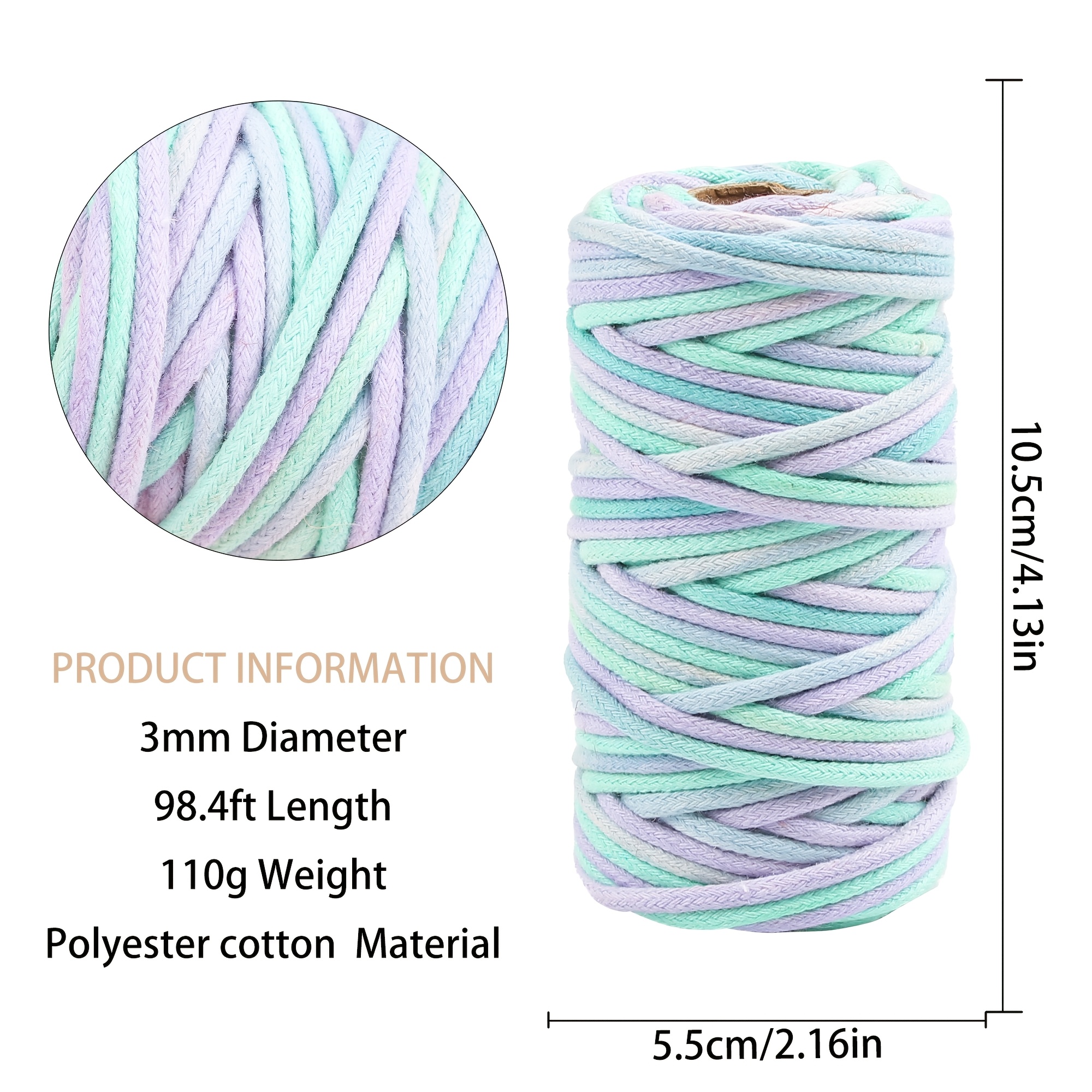 Image of 3mm Gradient Multicolor Core Rope For Jewelry Making, Hand-woven Bracelet Materials, Cute Gift Packaging For Valentine's Day And New Year, Crafting Supplies, 30m Of Braided Rope