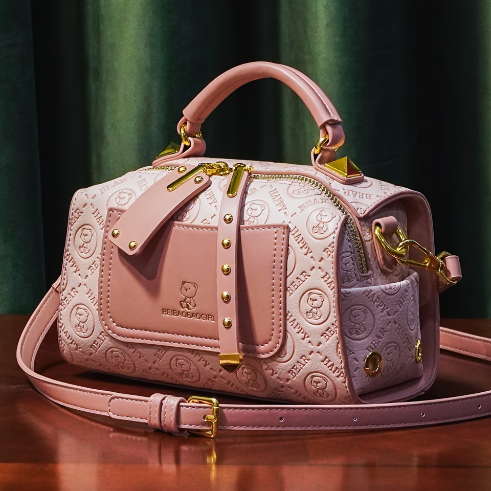 Solid Color Pink PU Bag