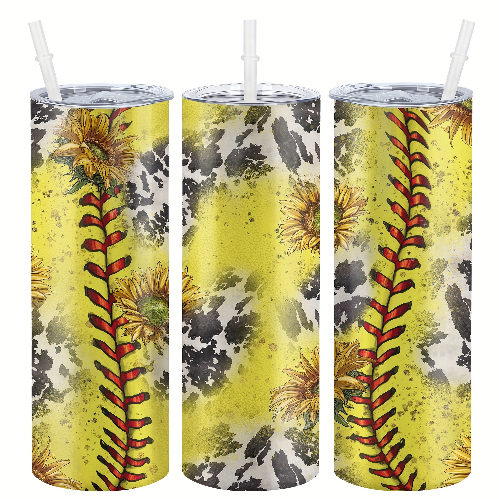 

1pc, Softball Tumbler With Lid, 20oz Stainless Steel Water Bottle, Insulated Straight Water Cups, Summer Winter Drinkware, Outdoor Travel Accessories