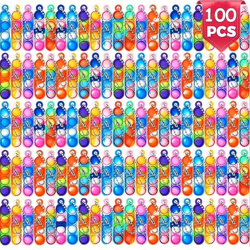 100pièces mini   colorés en silicone - jouets sensoriels amusants pour enfants,   de fête danniversaire, prix de classe et remplisseurs de sachets, couleurs assorties (rose, bleu, vert, orange, violet, blanc), autocollants de   de fête,   ludique, matériau dur