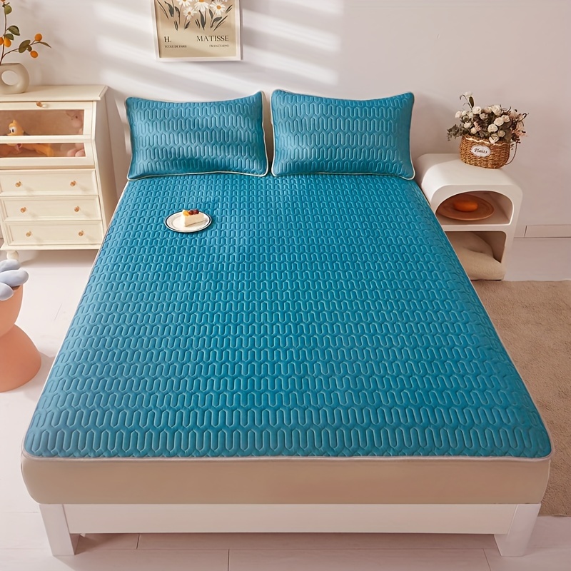 3pcs   cool latex mat latex mat 1 pillowcase 2 no core breathable soft solid color mattress set bedroom dormitory hotel bedding set details 5