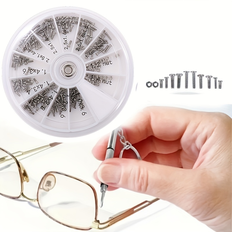 Image of 120-piece Eyeglass, Sunglass, And Watch Repair Screw Kit With Mini Screwdriver And Storage Case
