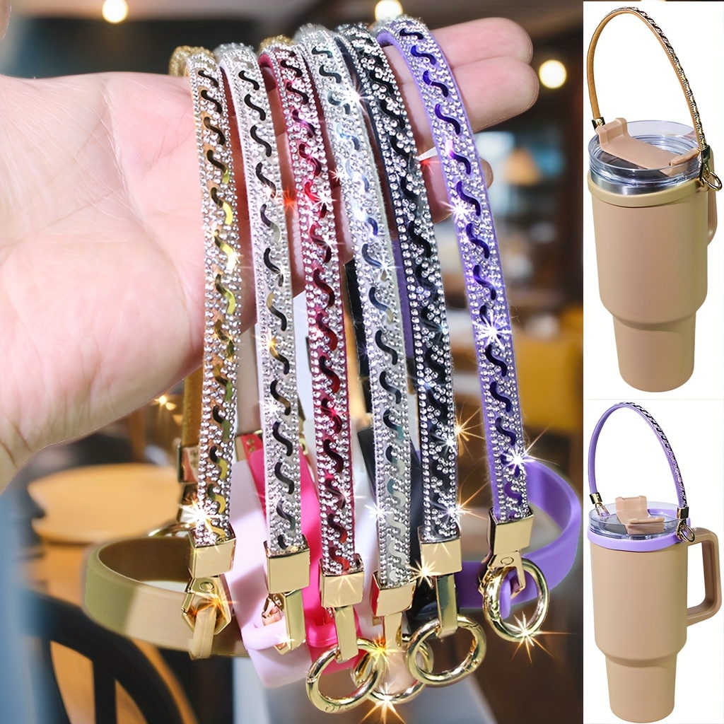 correa   para botellas de agua con diamantes de   para vasos de 8-40 oz - accesorio multiusos para gimnasio y senderismo (rosa/ / ), correa para teléfono y cadenas diy, regalo ideal para mujer, asa aislada para tazas Detalles del producto 1