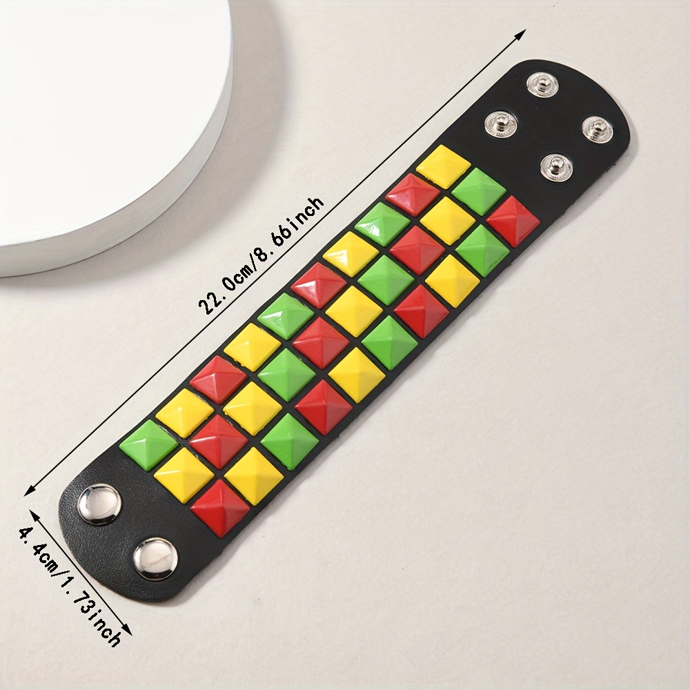 PU Fashion Bracelet with Multicolor Square Buckle, Unisex
