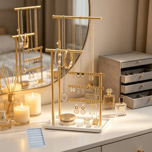 jewelry storage tray rack multi functional jewelry display stand suitable for necklaces bracelets watches beads sturdy metal organizer stand adjustable height