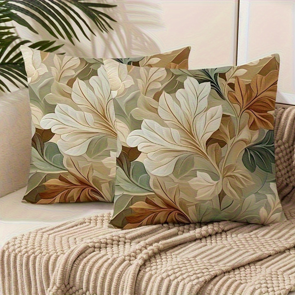 2pcs Contemporary Stripes Polyester Cushion Cover, Zipper Closure, Machine Washable, Mixed Color, Retro Floral Pattern, With Pillowcase, For Home Sofa, Armchair, Room Decor