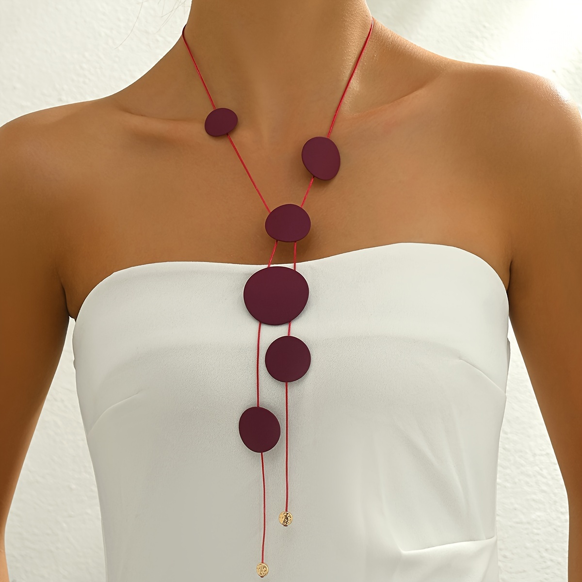 Women's Geometric Circle Pendant Y Necklace