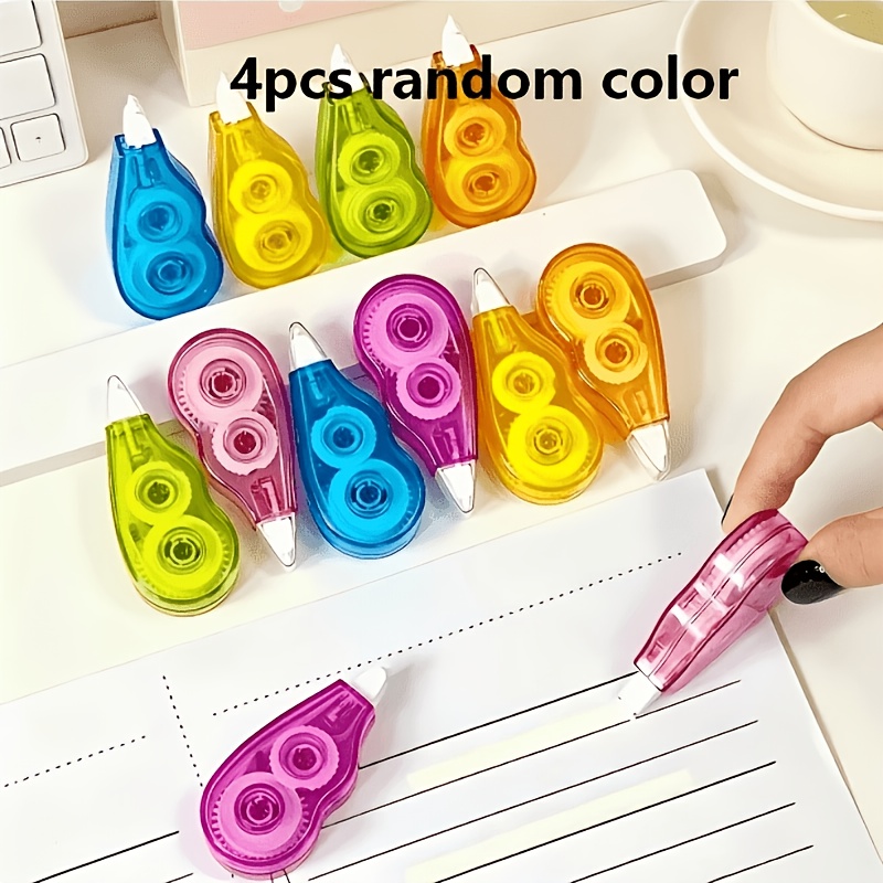 TEMU Stationery Tape Set | 4pcs, Random Colors, Compact Transparent Gear Design, Adhesive Tape, Suitable For Students, Office Workers, And Journaling