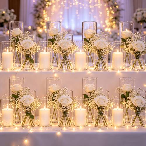 3 24pcs transparent cylinder vases high borosilicate glass flower vases hurricane candlestick holders bulk floating candle holders european style candlesticks for wedding banquet party holiday and suitable for easter wedding