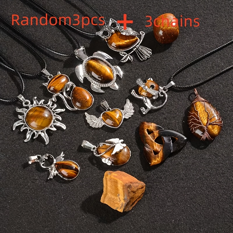 Image of 6pcs Set, Mixed Batch, Random Bohemian Eye Stone Series Pendants. Beautiful Pendants Are The Top For Gifts. Lovely Necklaces Can Be Diy'd