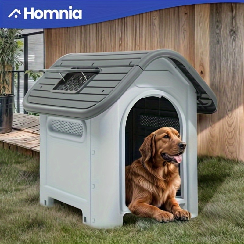 

Weatherproof Outdoor Dog With Skylight And Raised Platform For Small, Medium, And Large Breeds