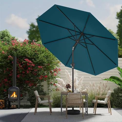 11ft large outdoor patio umbrella durable uv protection waterproof and windproof with button tilt and crank system backyard beach and poolside shade