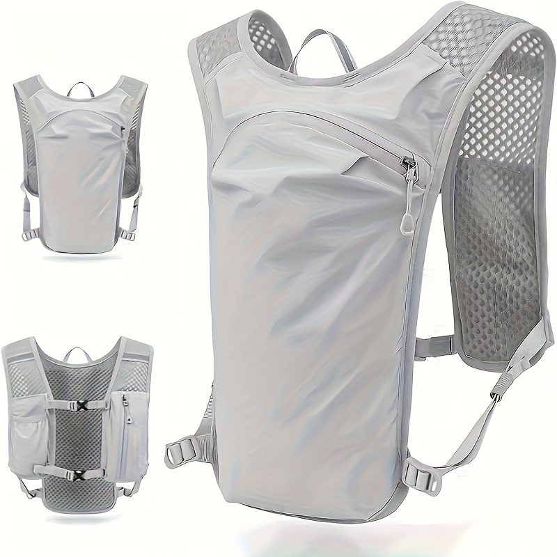 Unisex Breathable Mesh Backpack For Cycling, Running, Hiking & Marathon - Lightweight With Adjustable Straps, Grey, Sports Accessory, Secure Zipper Closure