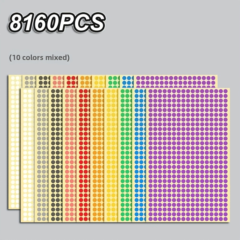 TEMU 8160pcs Colorful Dot Stickers, 10 Bright Colors, Durable And Adhesive. Ideal For Office, Classroom, And Visual Classification, And Efficient