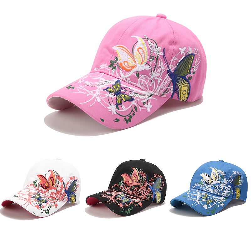 

Chic Butterfly Embroidered Baseball Cap For Women - Adjustable, Lightweight & Comfortable Dad Hat With Sun Protection - Perfect Gift