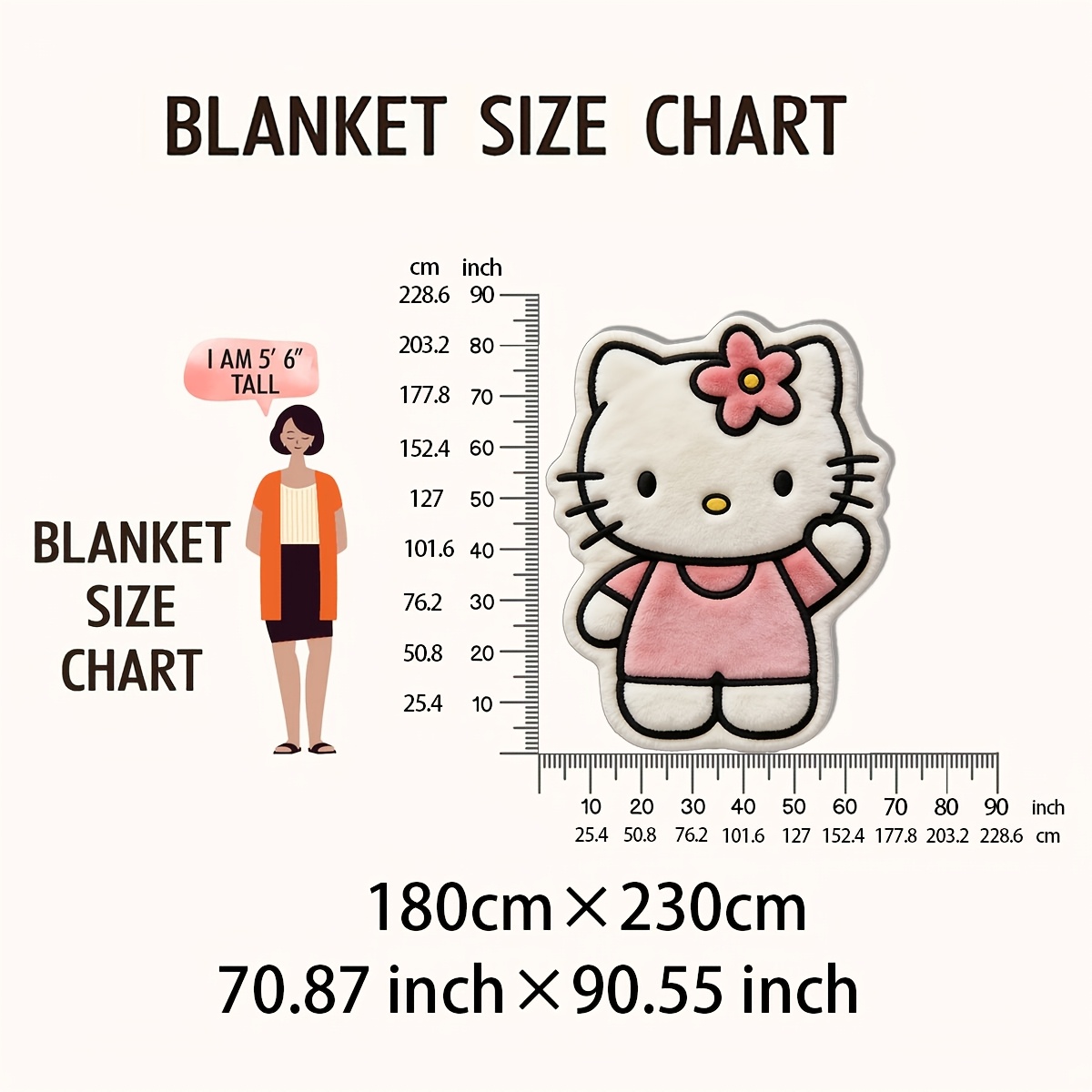 Hello Kitty Irregular Plush Blanket with Fun Character Print