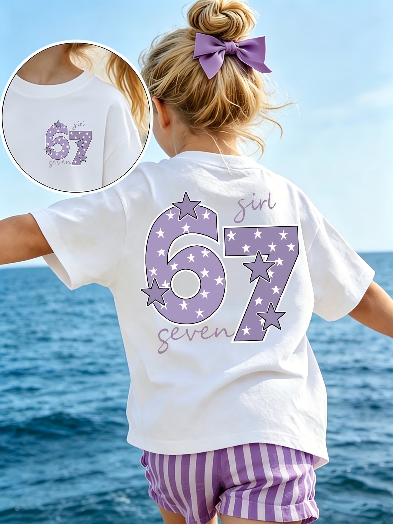 new arrival girls clothing trending t shirt short sleeve crew neck girls tee soft fabric ages 4 14y machine washable and dry   durable fabric ideal gift for girls 67 patterns pink bow pattern front and back print