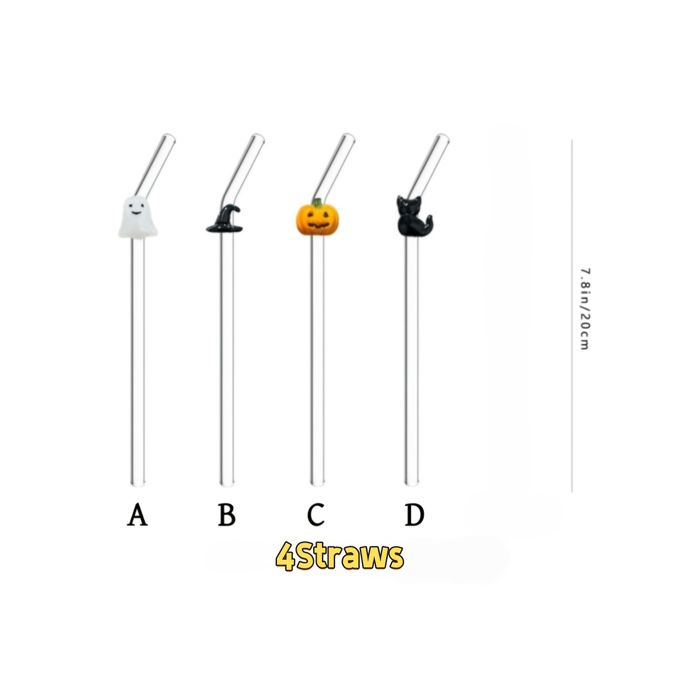 TEMU 4 unidades de de cristal de Halloween Edición con amuletos de fantasma espeluznante y calabaza, el de mesa más vendido que con té de para