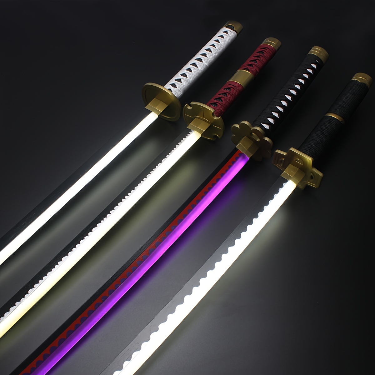 

41" Led Light Up Anime Cosplay Sword Samurai Toy Swords With Belt And Holder Stand, Cosplay Role Playing Props, Collection, Decoration, Halloween & Christmas Gift