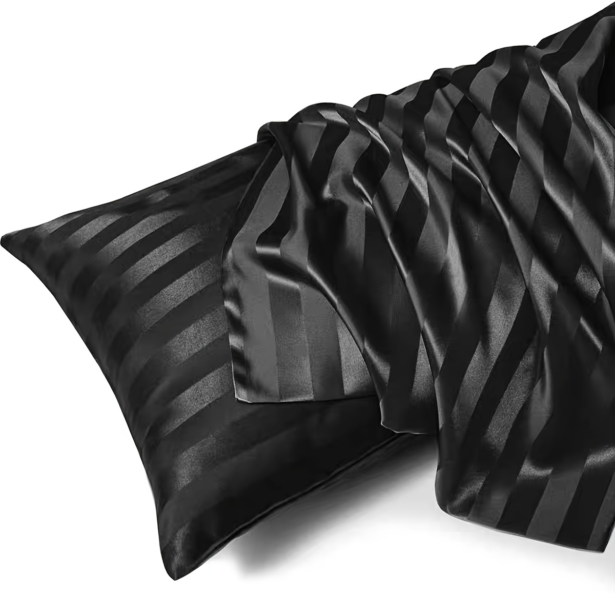 2-пакет мягких наволочек   satin, шелковисто-гладкая упаковка, полосатый  , предотвращение повреждения волос, устойчивость к морщинам, машинная стирка, 200-250г/м² полиэстер для домашнего использования Детали 3